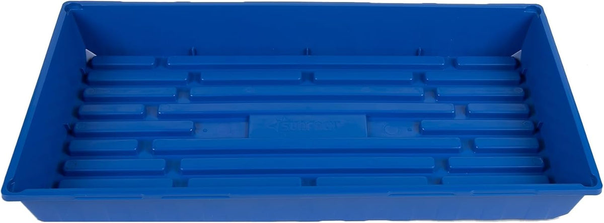 SUNPACK 10" x 20" Mega Plastic Seed Starting Tray, Blue, 2.5" - No Drainage Holes, Ideal for Greenhouses or Indoor Gardening - Made of Thick, Strong Plastic