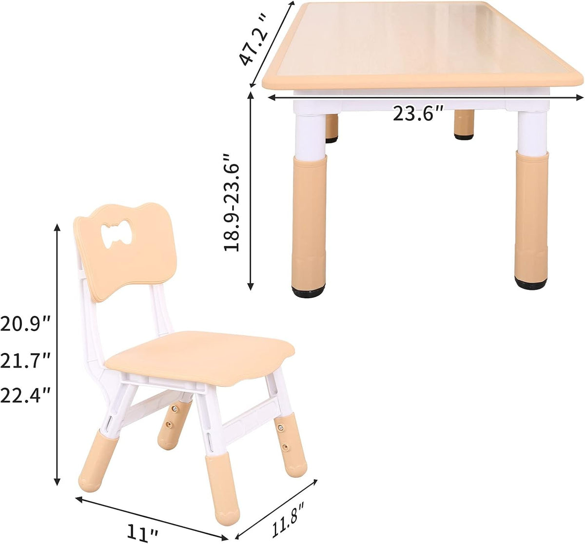 UNICOO Kids Table and Chairs, Height Adjustable Toddler Table and Chair Set with 4 Chairs, Graffiti Desktop, Classroom/Daycare/Home, Children Multi-Activity Table for Ages 2-8