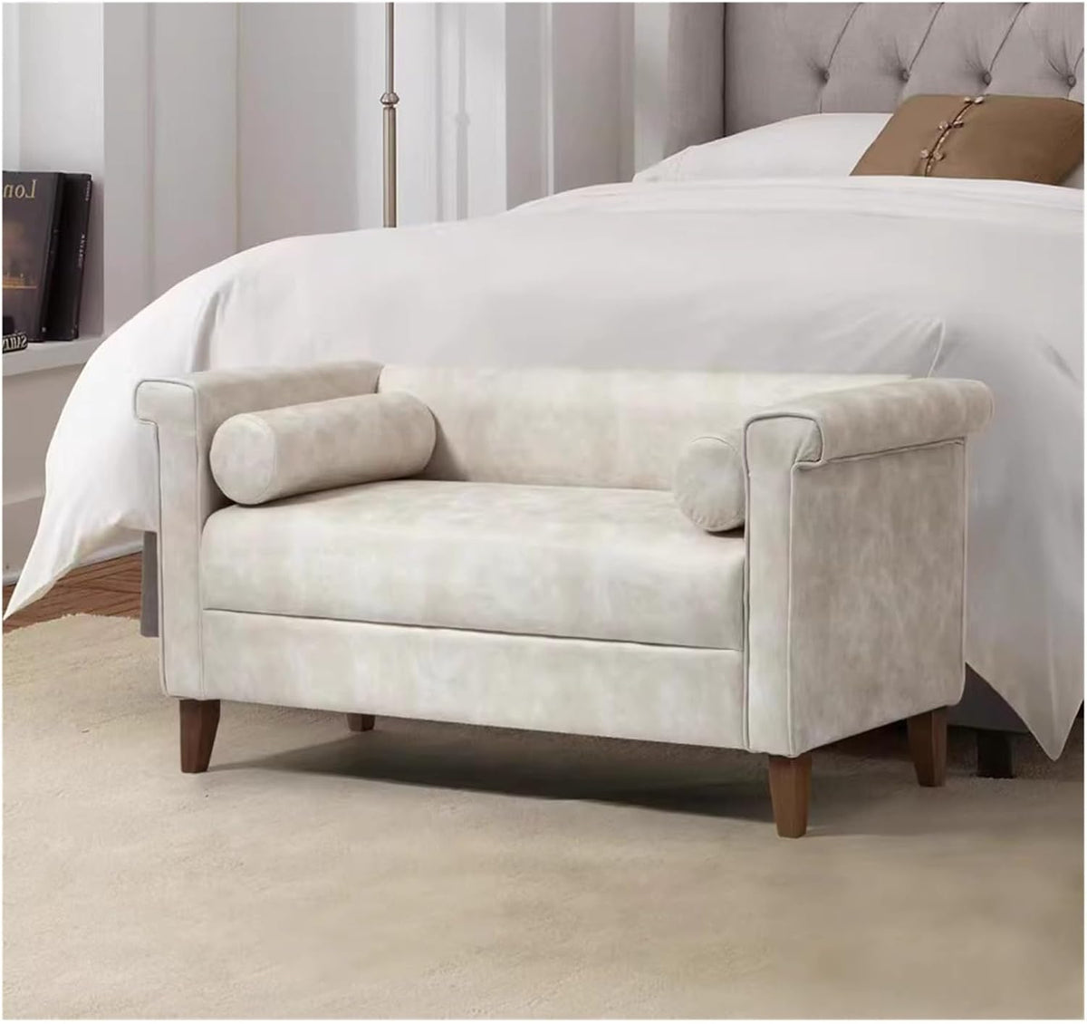 Modern Cloth End of Bed Bench for Bedroom,Upholstered Storage Ottoman with Arms Tufted Entryway Entryway(100 * 55 * 60cm)