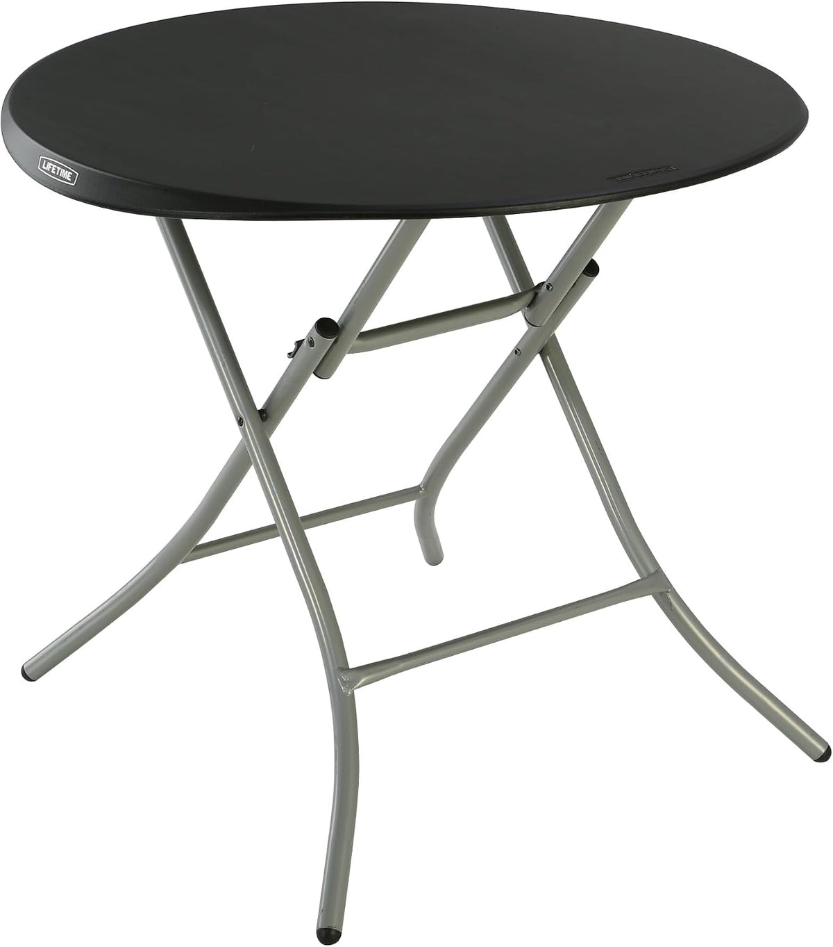 LIFETIME 33-Inch Round Folding Table, Black, Portable Indoor Outdoor Use