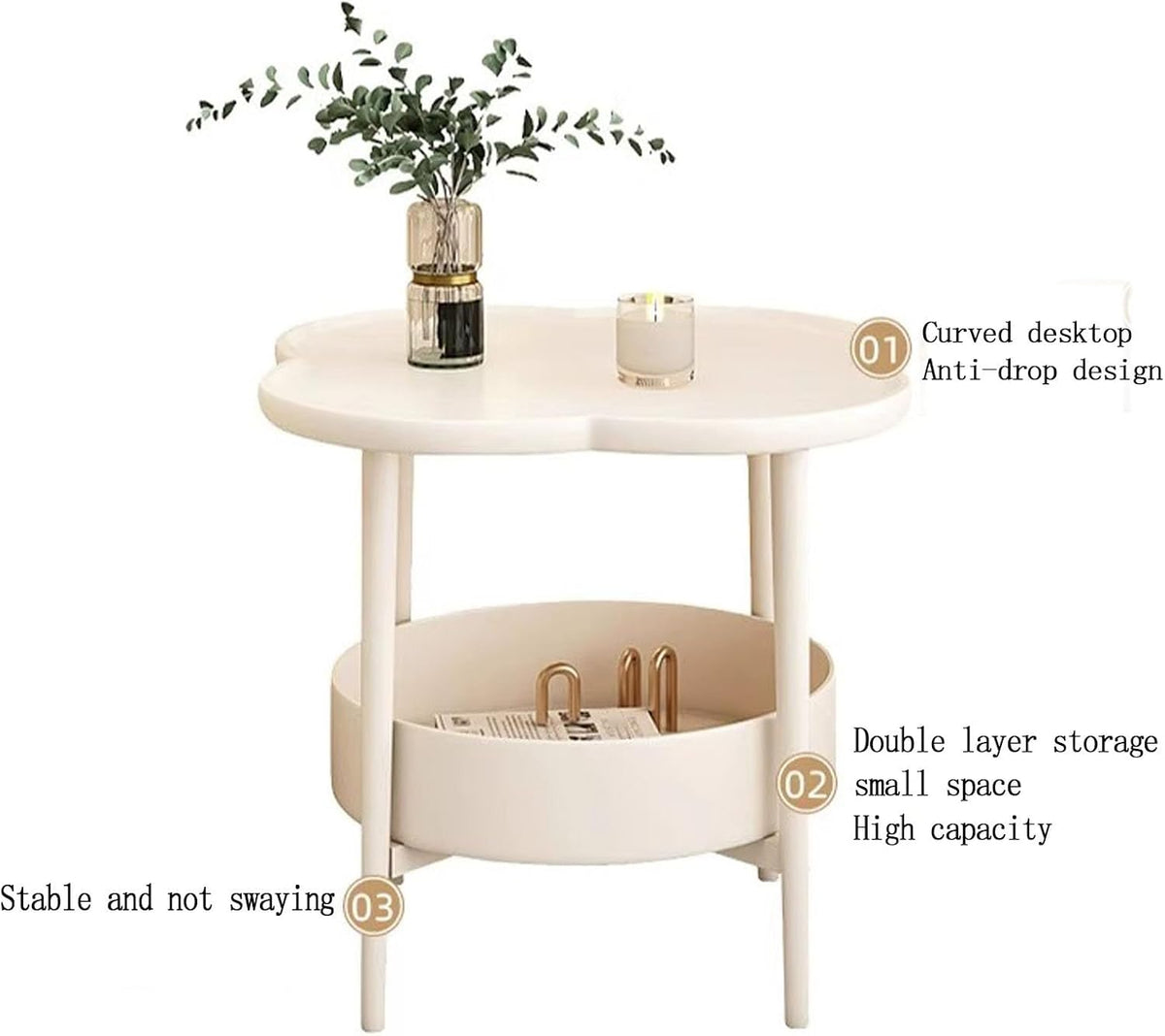 Sofa Side Table, Small Living Room Table, Tea Cabinet, Bedside Table for Small Coffee House (Color : Black)