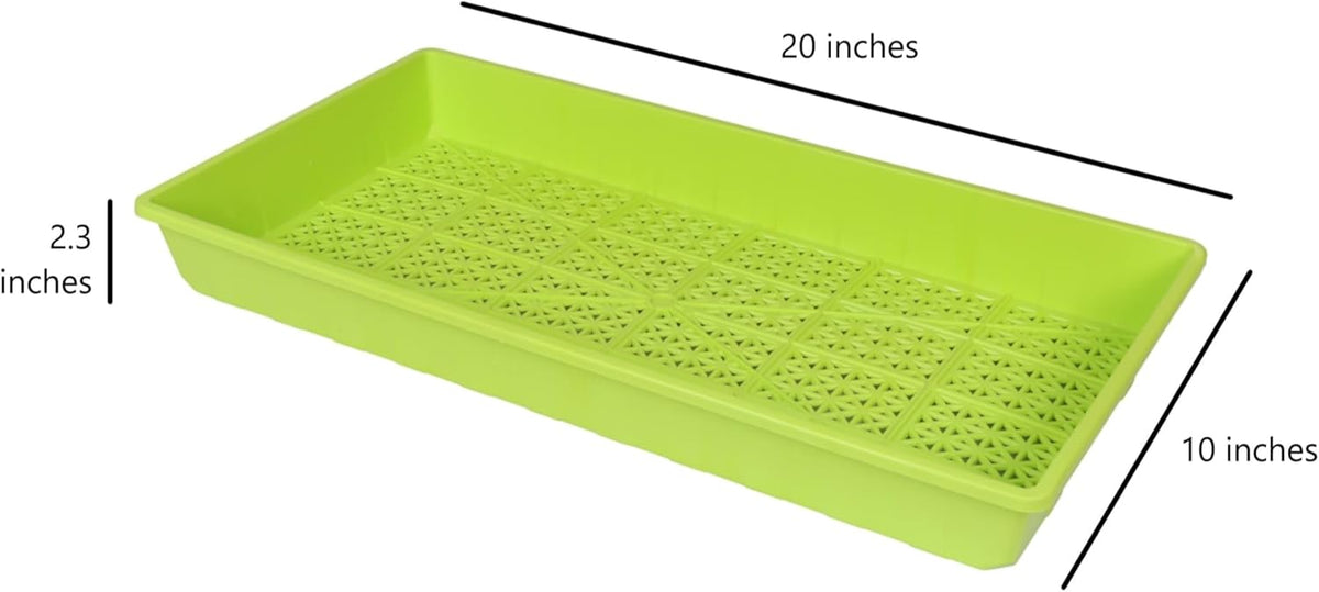SUNPACK 10" x 20" Heavy Duty Mesh Plastic Seed Starting Tray, Lime Green, 2.3" - Ensures Water Drainage and Aeration, Perfect for Greenhouses or Indoor Gardening