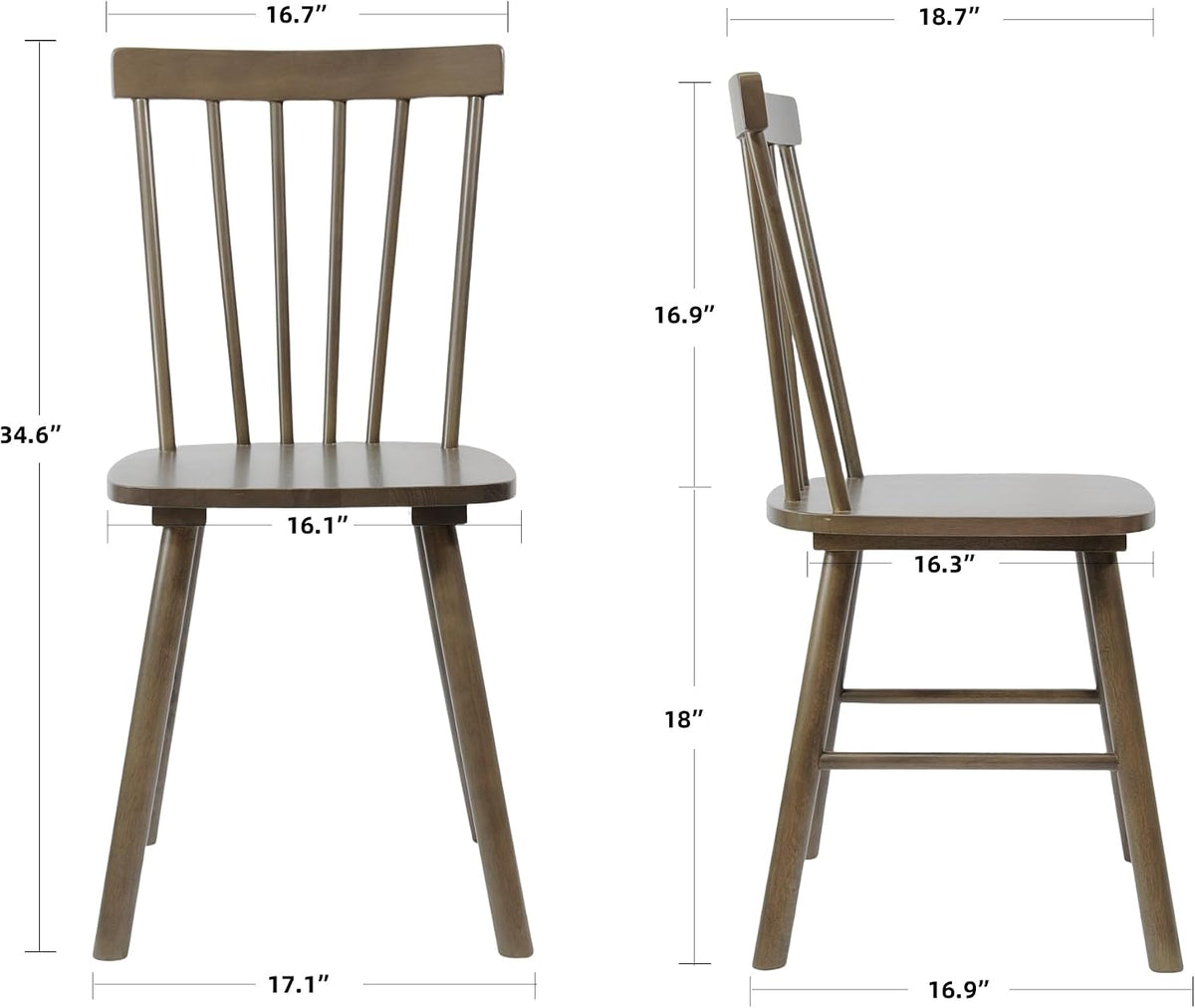 DUHOME Windsor Dining Chairs Set of 2, Farmhouse Mid Century Modern Wooden Spindle Back Kitchen Chairs with Comfortable Seat，Wood Dining Chairs for Dining Room, Living Room & Bistro