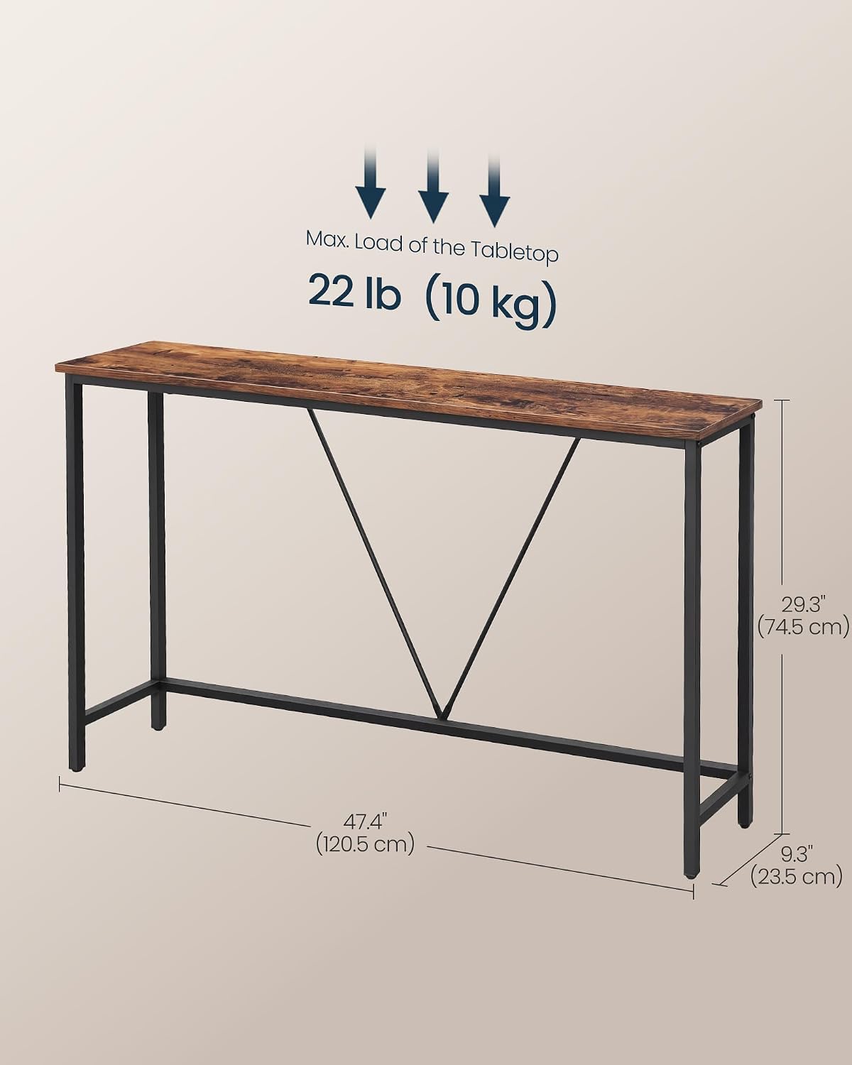 SONGMICS HOME Entryway Console Table, Behind Couch Table, for Living Room, Bedroom, Easy Assembly, Rustic Brown