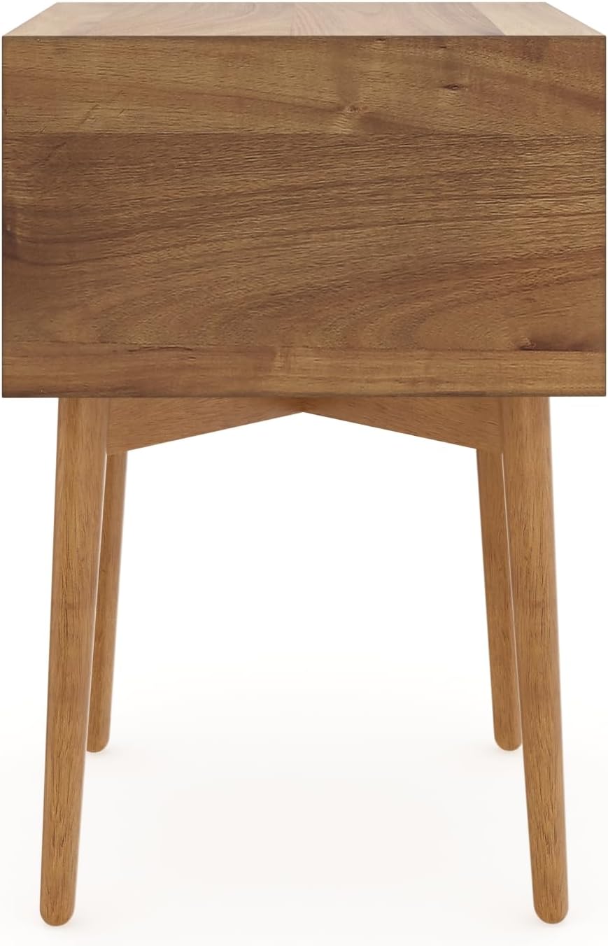 Nathan James 32704 Harper Mid-Century Oak Wood Nightstand with 2-Drawers, Small Side End Table with Storage, Brown
