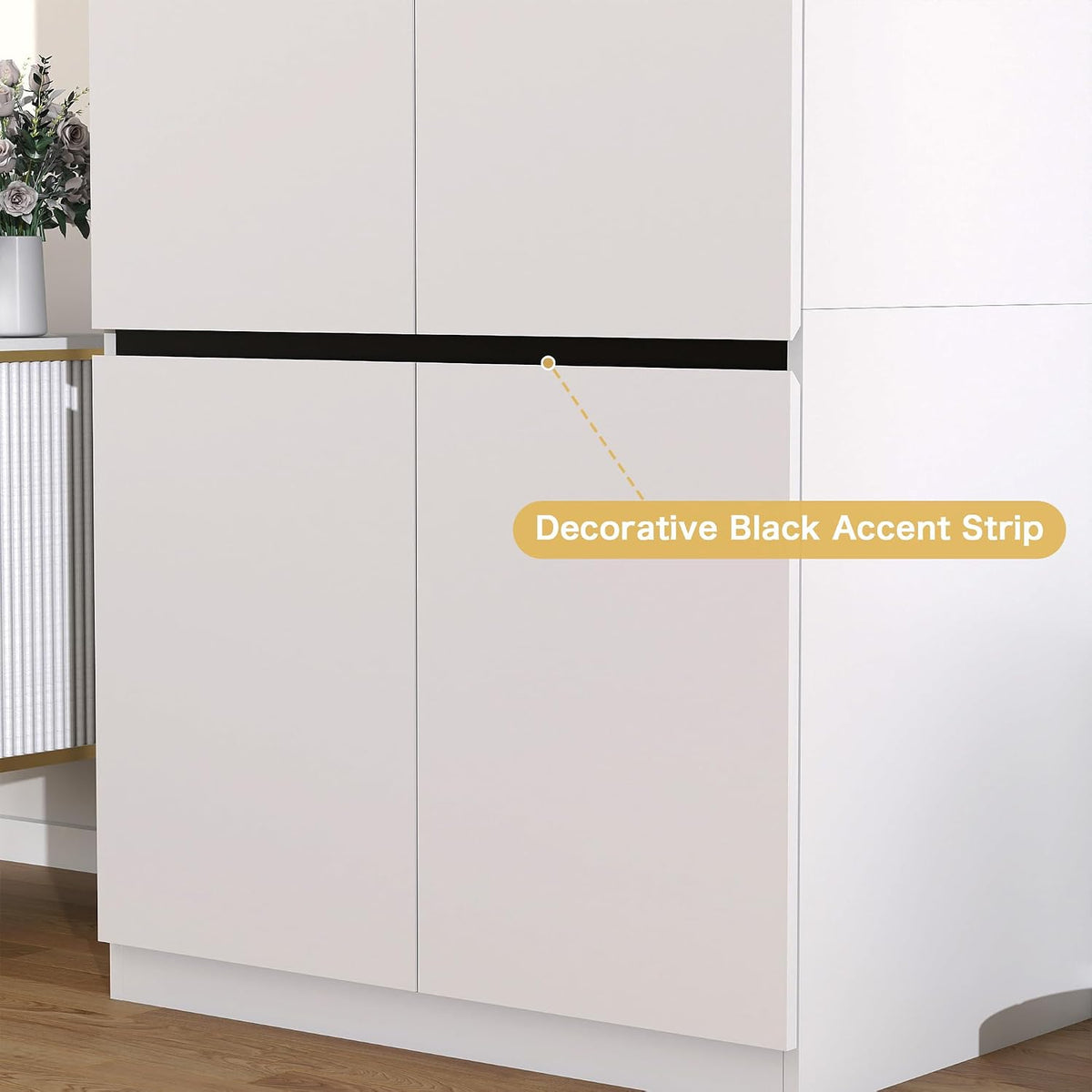 White Armoire Wardrobe Closet: 74" Wooden Wardrobe Closet with 8 Doors, Bedroom Armoires with Hanging Rod, Tall Closets Cabinet for Hanging Clothes (126")