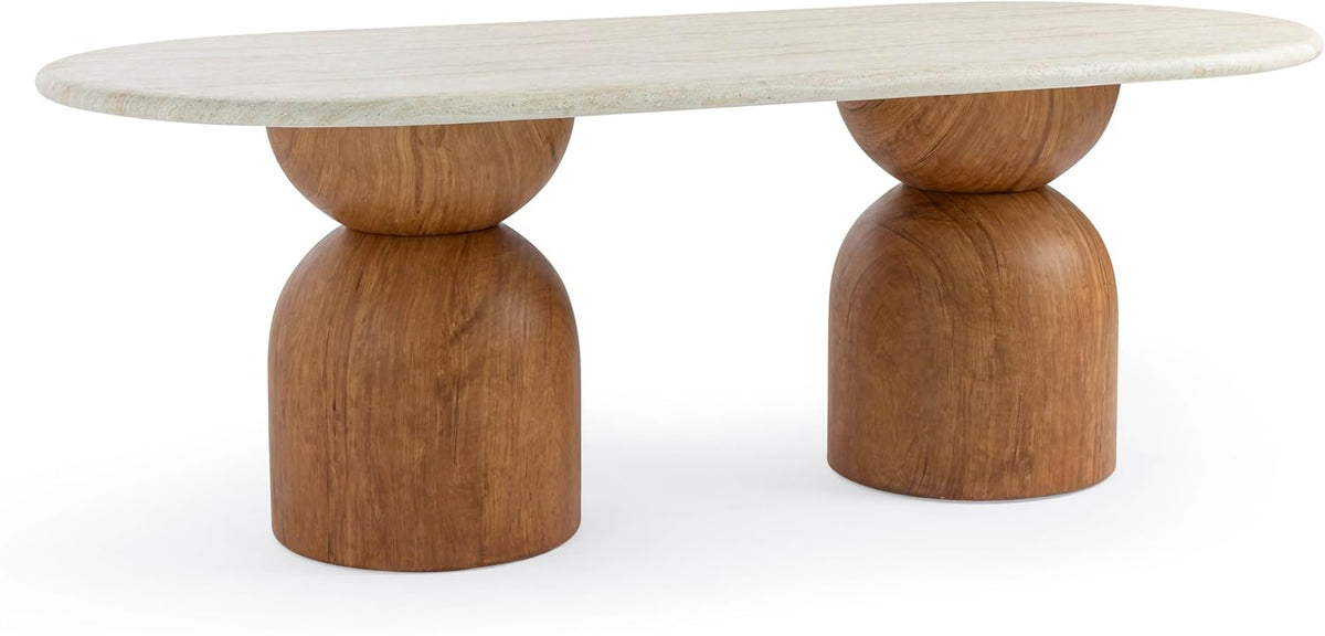 Tov Furniture Cynthia Travertine Concrete Indoor/Outdoor 87" Long Dining Table