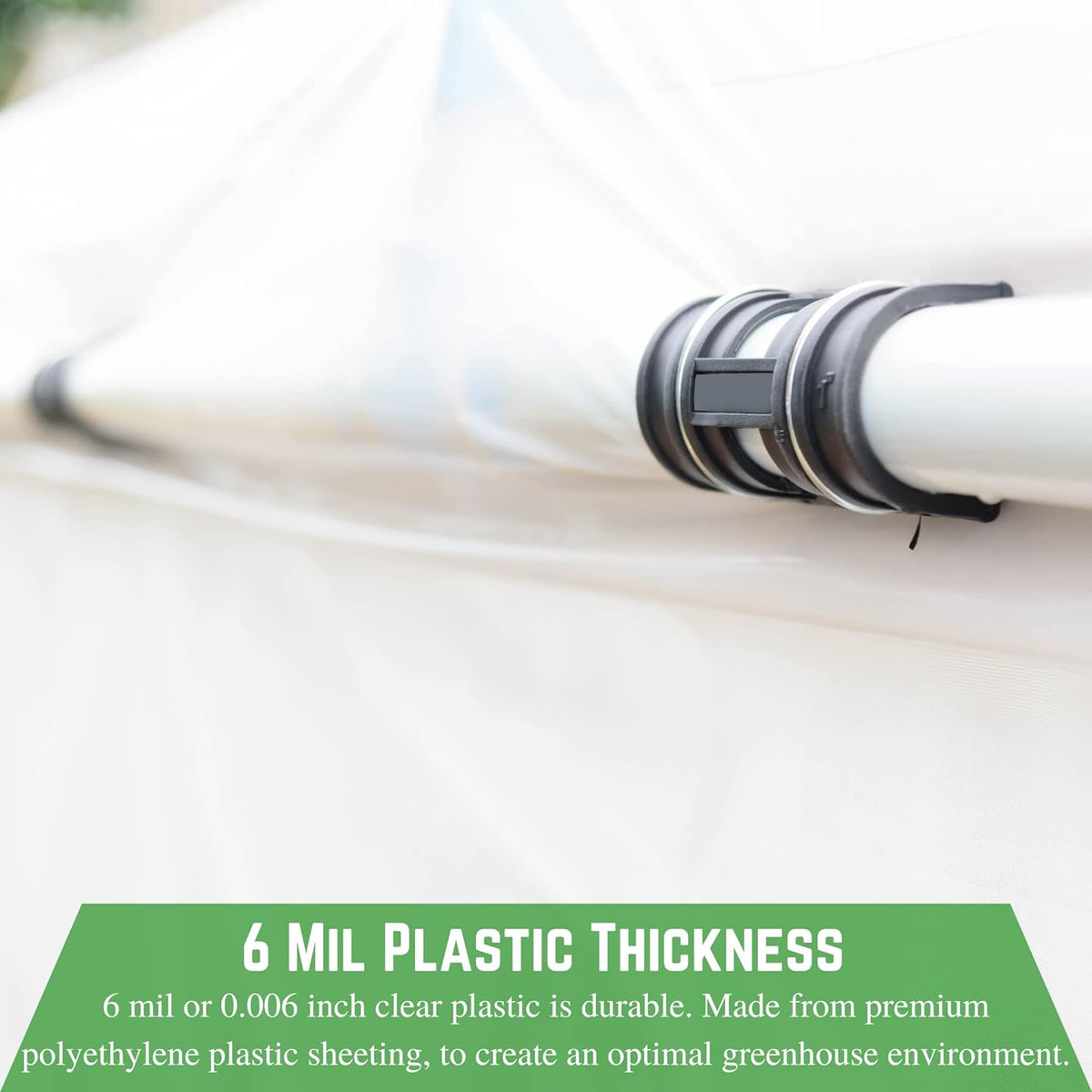 Farm Plastic Supply - Clear Greenhouse Plastic Sheeting - 6 mil - (12' x 50') - 4 Year UV Resistant Polyethylene Greenhouse Film, Hoop House Green House Cover for Gardening, Farming, Agriculture