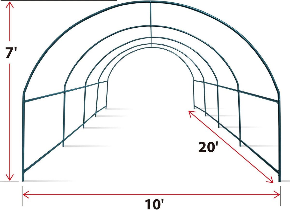Strong Camel Greenhouse Replacement Frame for Outdoor Larger Hot Garden House , Support Arch Frame Climbing Plants/Flowers/Vegetables (20' X 10' X 7', Frame)