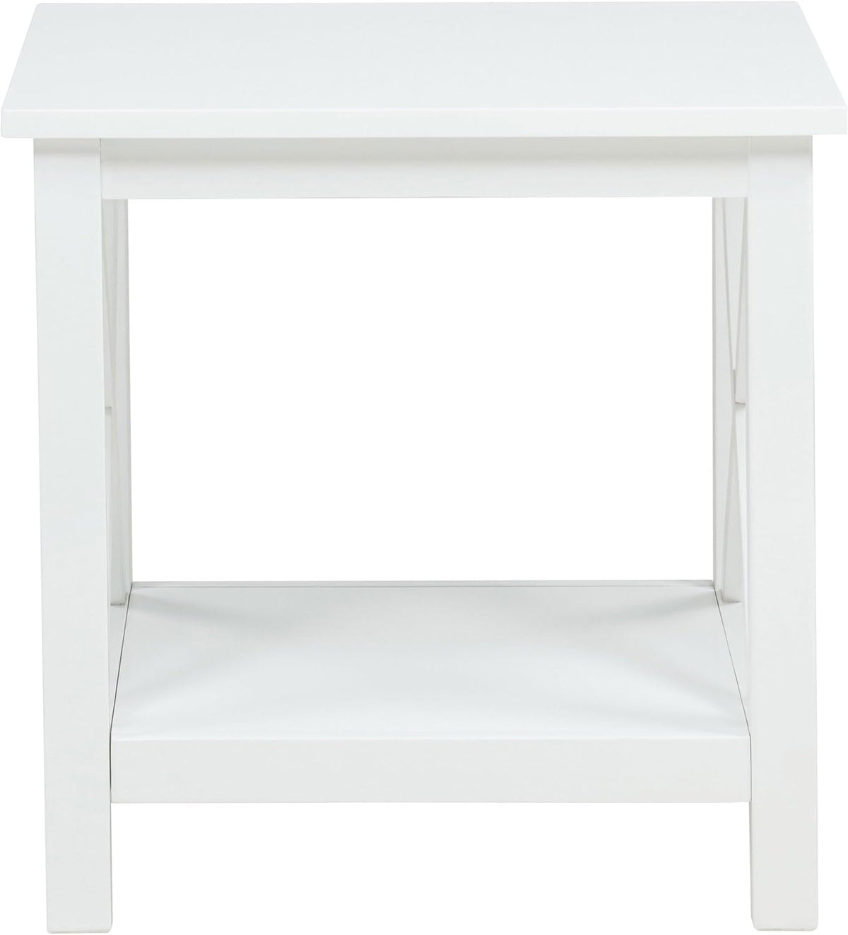 Coaster Home Furnishings - Skyview - Wood - Square End Table with Open Shelf, X-Frame Base and Coastal Style - Living Room - 20-Inch - White - 722087