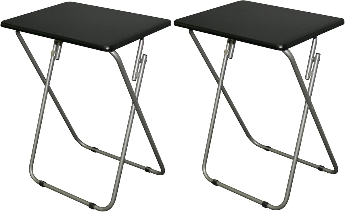 Folding TV Tray Tables, for Small Space, Black, Set of 2 | 19" X 15" X 26", For Eating, Portable Dinner Table, Couch & Living Room