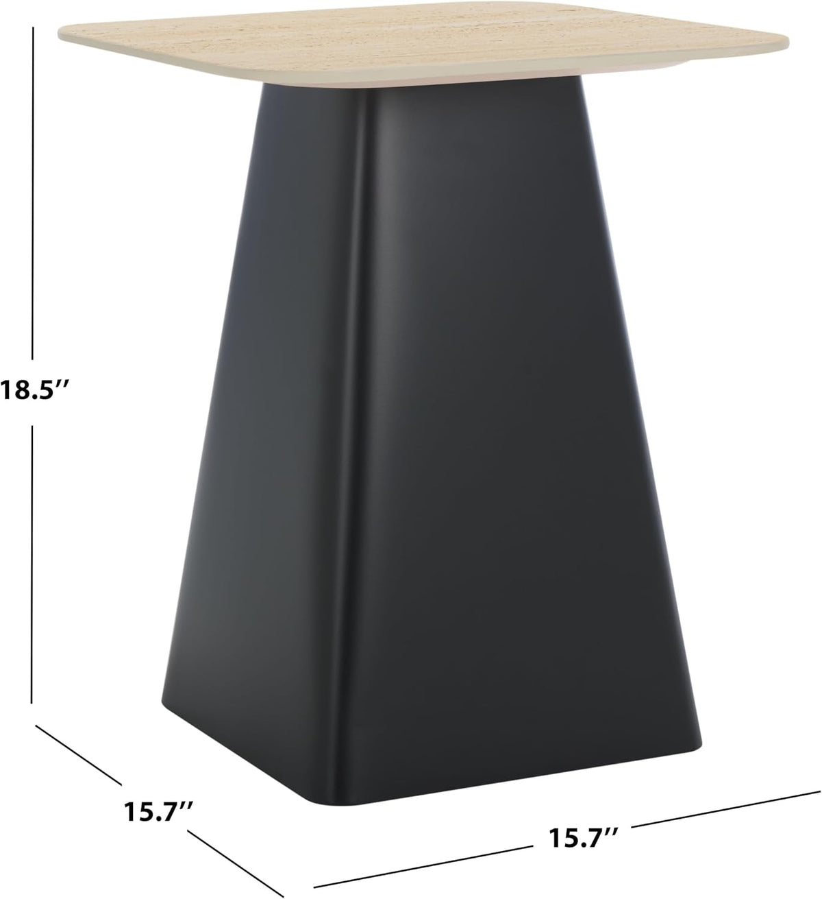 SAFAVIEH Home Collection - Fedo Tall Side Table, Beige & Black Porcelain Accent Table with Square Top, Fully Assembled (ACC2904A)