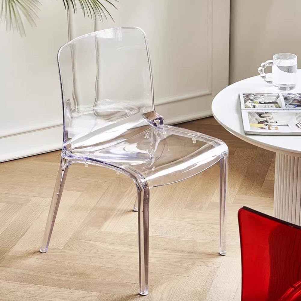 Etlegor Transparent Acrylic Dining Chair, Curved Backrest Kitchen Chairs Ladies Dressing Stool for Kitchen, Dining Room and Home Decor(Clear,2PCS)