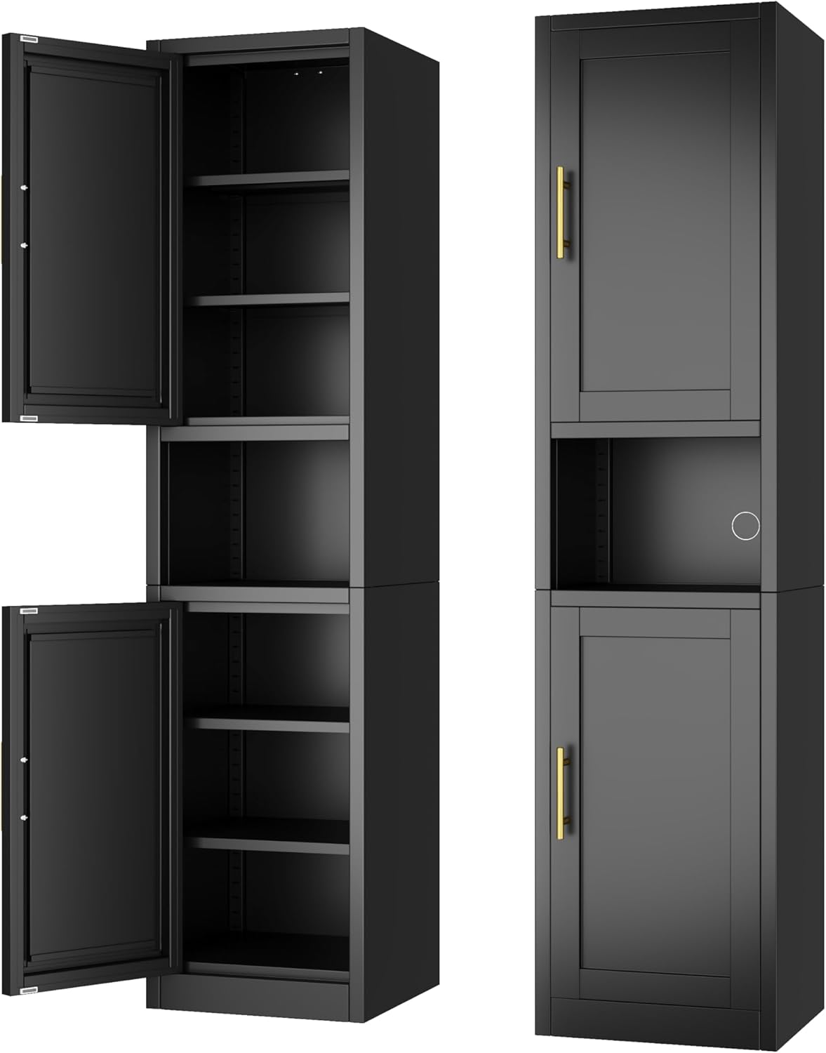 Ckzbx Tall Narrow Storage Cabinet 66.93" H Tall Bathroom Cabinet Metal Pantry Cabinets, 4 Adjustable Shelves for Kitchen, Home Office, Living Room, Dinning Room (16 inches Wide Black)