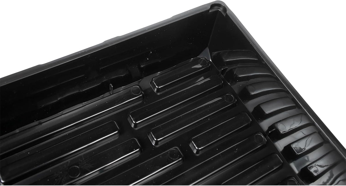 SUNPACK 10" x 20" Mega Plastic Seed Starting Tray, Black, 2.5" (Pack of 10) - No Drainage Holes, Ideal for Greenhouses or Indoor Gardening - Made of Thick, Strong Plastic