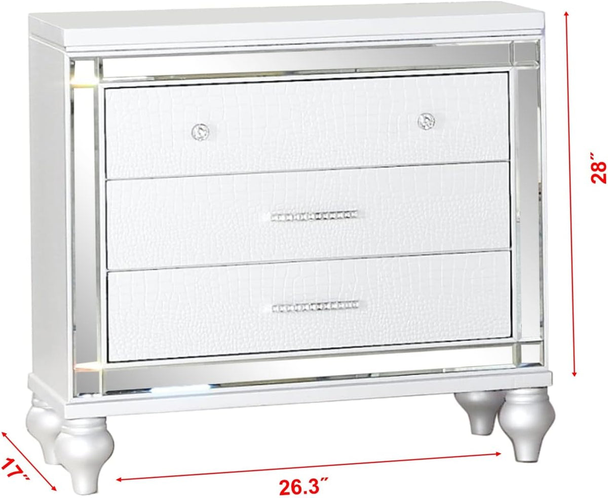 Modern Style Mirror Framed Nightstand,for Small Spaces