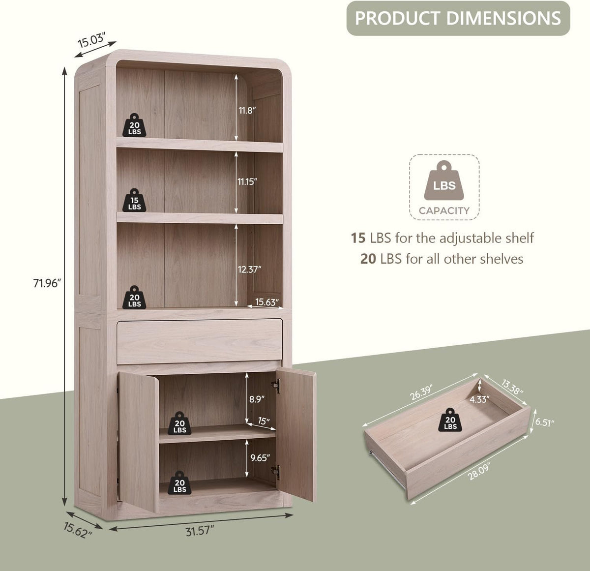 72" Tall Kitchen Pantry Cabinet, Wood Pantry Storage Cabinet w/Drawer, Hutch Cabinet with Adjustable Shelves, Freestanding Morden Versatile Cupboard for Living Room, Bathroom, Cream