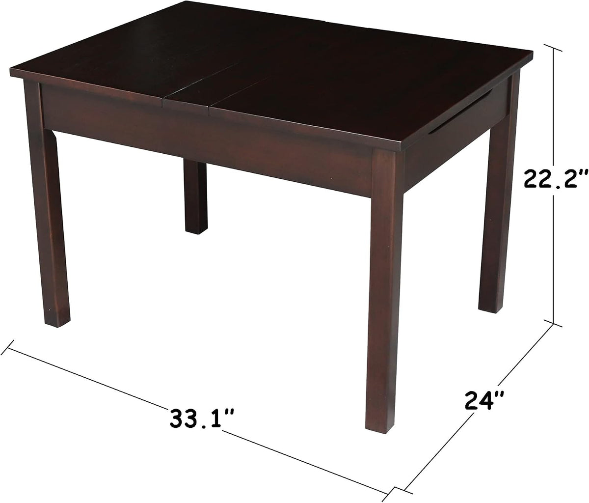 IC INTERNATIONAL CONCEPTS Kids Table and 4 Chair Set, Mission Style Juvenile Furniture, Perfect for Playroom or Study Area - Rich Mocha Finish