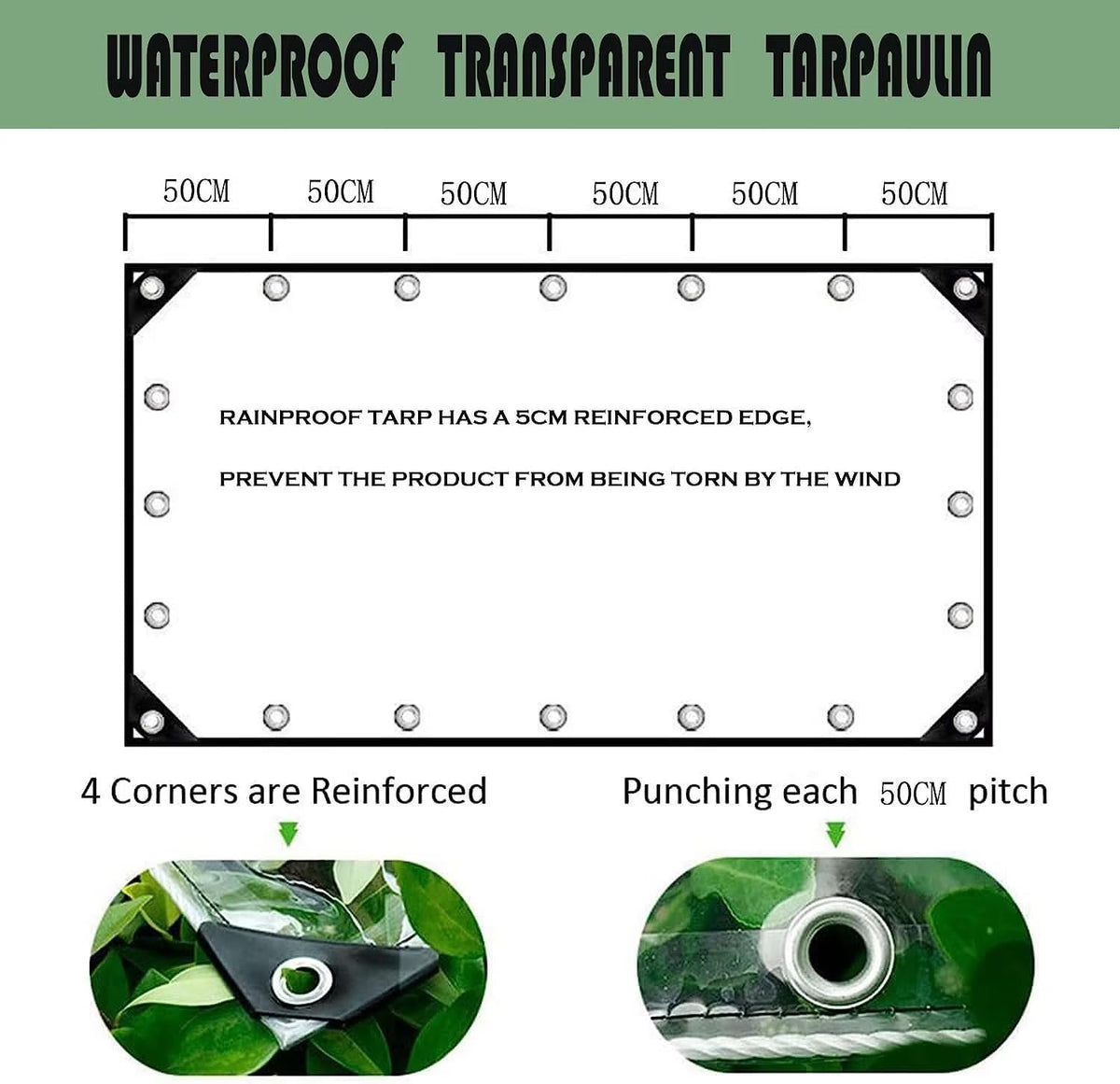 4' X 6' Clear Tarps Heavy Duty Waterproof PVC Vinyl 14 Mil Thick, Glass Tarpaulin with Metal Grommets, Protects Against Water, Tear, Cold Weather Resistan for Greenhouse Balcony Garden