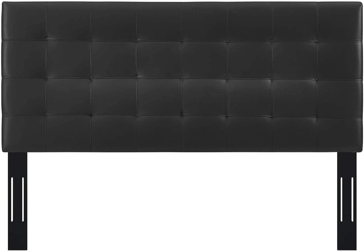 Modway Paisley Upholstered Tufted Faux Leather Full / Queen Headboard Size in Black