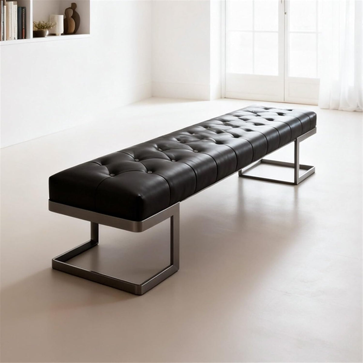 Modern Leather Bed end Stool Bedroom Dressing Room Living Shoe Changing Entryway(XS)