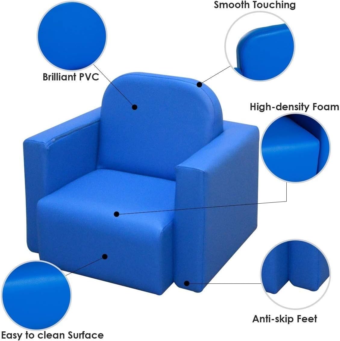 2-in-1 Multifunctional Convertible Kids Table and Chair Set Blue Modern Contemporary Plastic Cushioned Seat