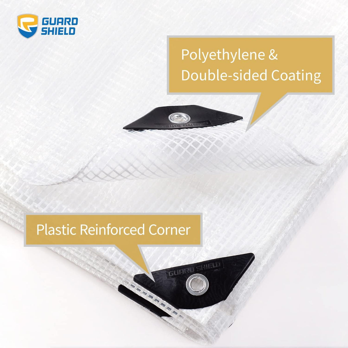 GUARD SHIELD Clear White Tarp Heavy Duty 10x10 Feet Waterproof for Greenhouse Outdoor Garden Poly Cover UV Resistant 3x3 Weave 10mil