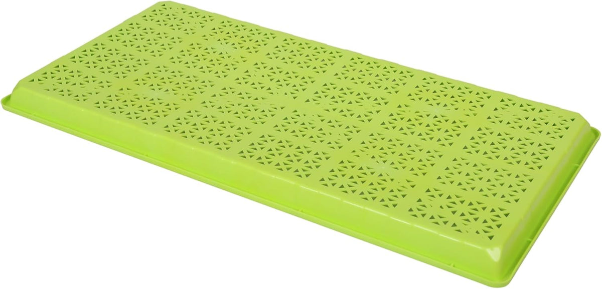SUNPACK 10" x 20" Heavy Duty Mesh Plastic Seed Starting Tray, Lime Green, 1" - Ensures Water Drainage and Aeration, Perfect for Greenhouses or Indoor Gardening