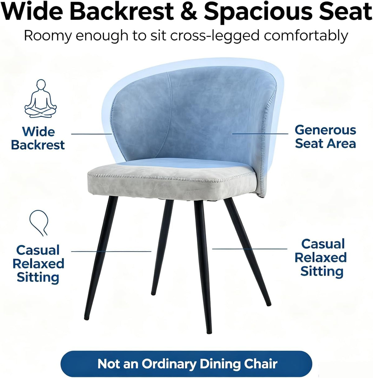 Dining Chairs Set of 6, Sturdy Metal Legs, High-Resilience Sponge, Non-Scratch Pads, for Kitchen, Dining Room, Living Room