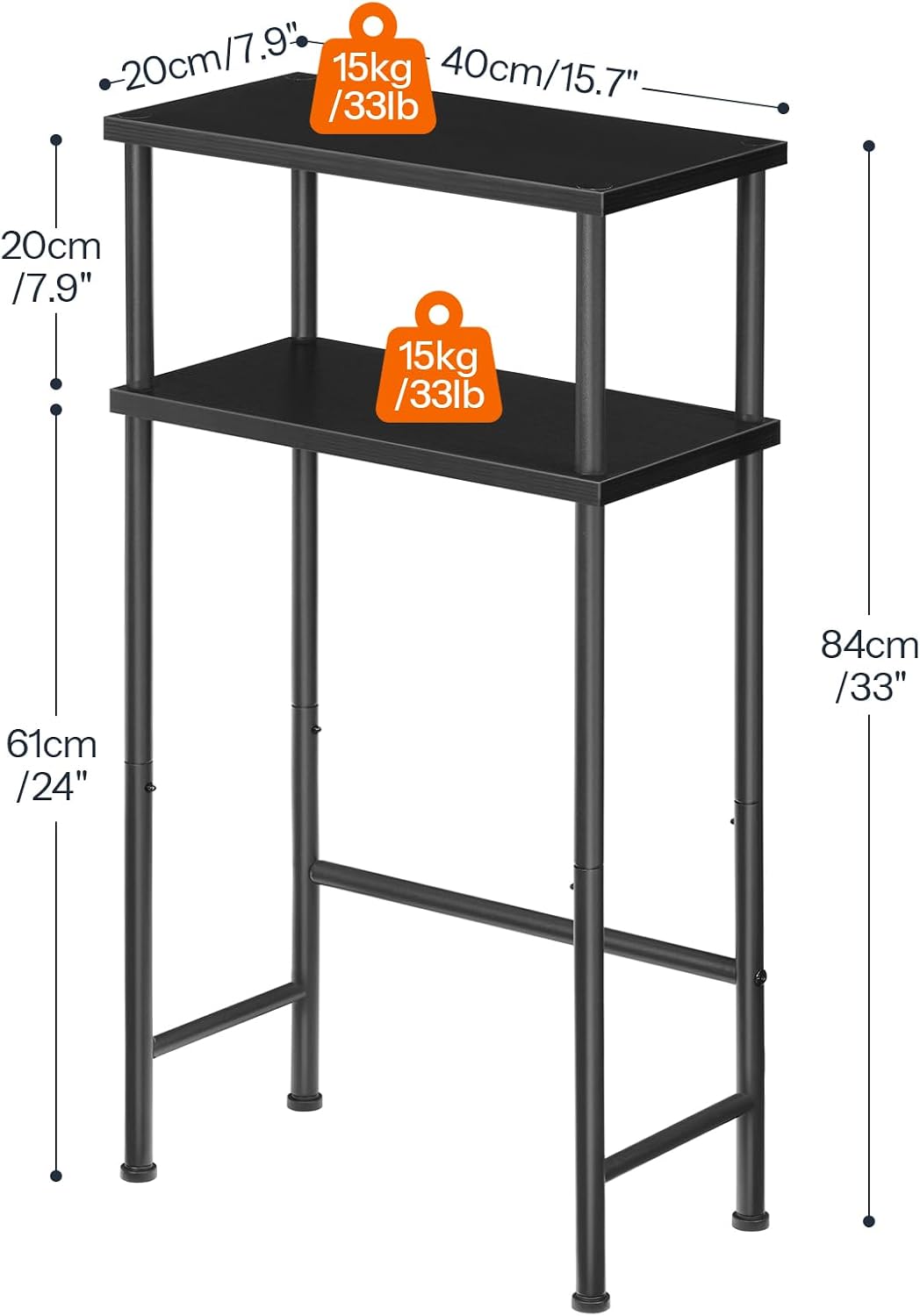 HOOBRO Narrow Console Table for Small Space, 15.7" Entryway Table with Storage, 2 Tier Sofa Table with 2 Shelves, Skinny Console Table for Entryway, Hallway, Living Room, Foyer, Black BB40XG01