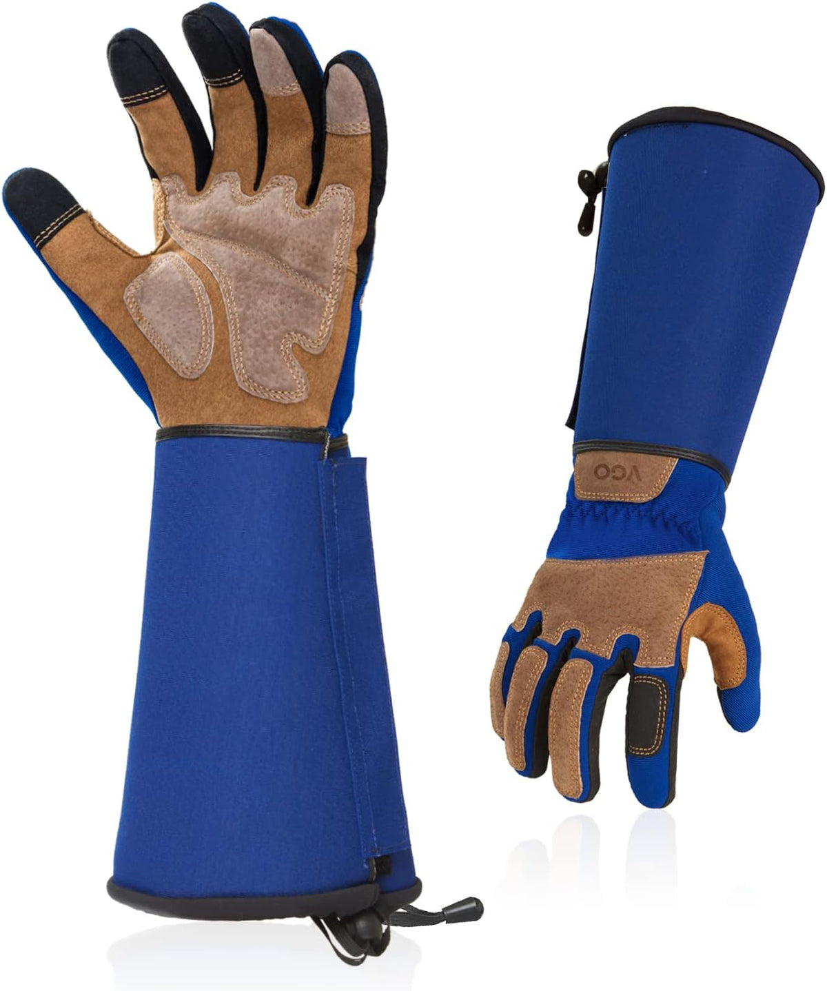 Vgo... Gardening Gloves Unisex,Safety Work Gloves,Long Sleeves Gauntlet,Puncture Proof,Touchscreen(Size L,Blue,SL7496)