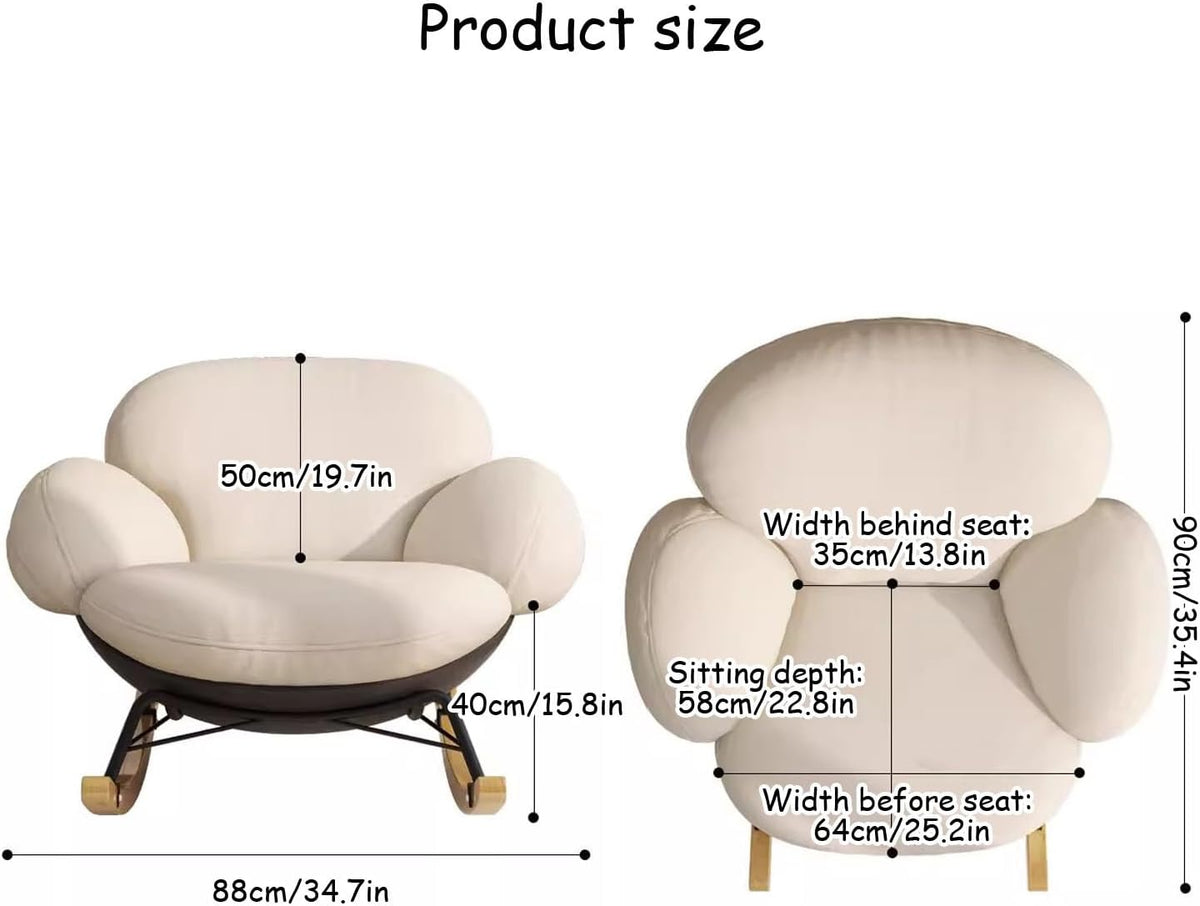 Recliner Rocking Chair, Upholstered Armchairs, Modern Wide Accent Chair, for Living Room, Bedroom, Balcony