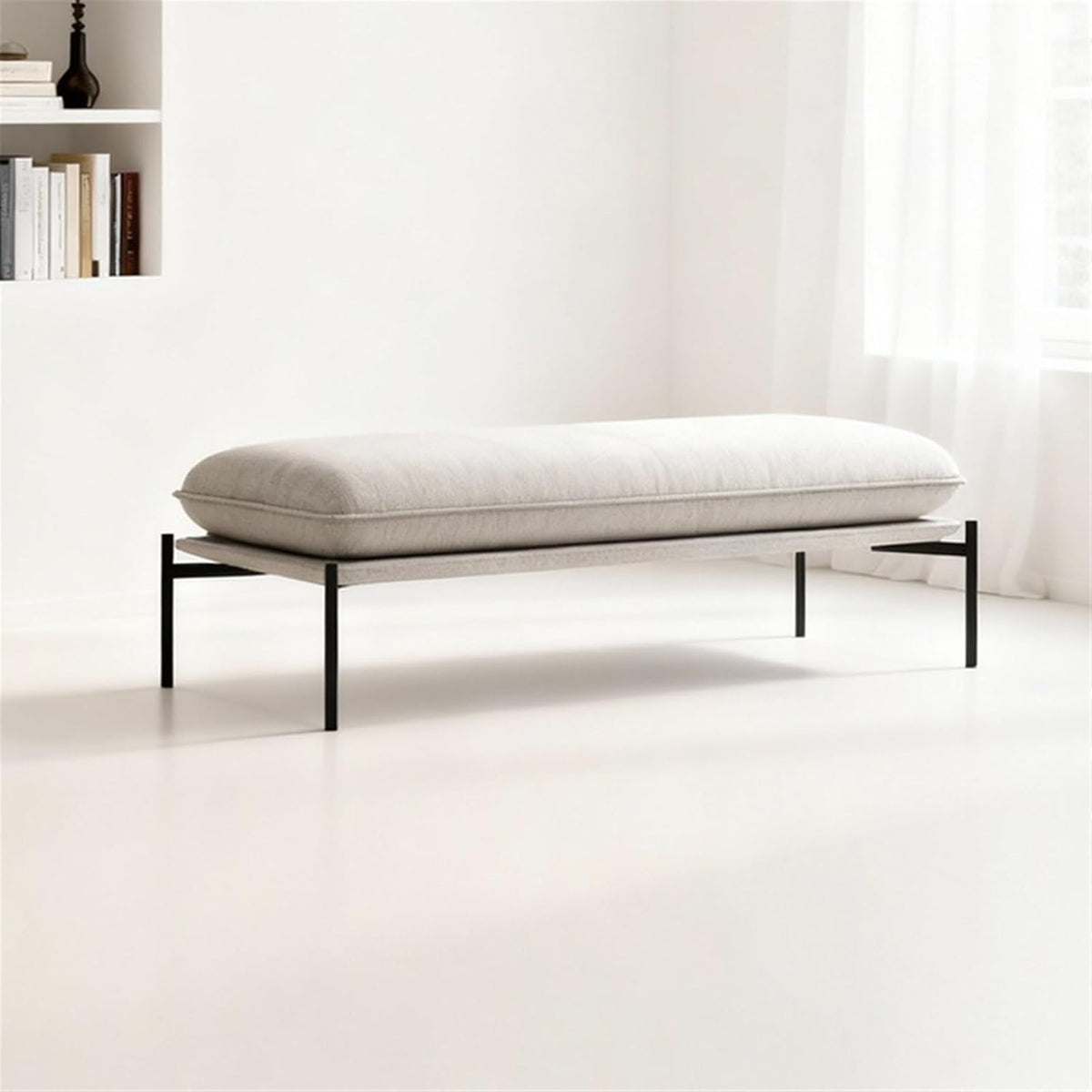 Modern Stainless Steel Bed end Stool Bedroom Dressing Room Rest Area Fabric Shoe Changing Entryway(Medium)