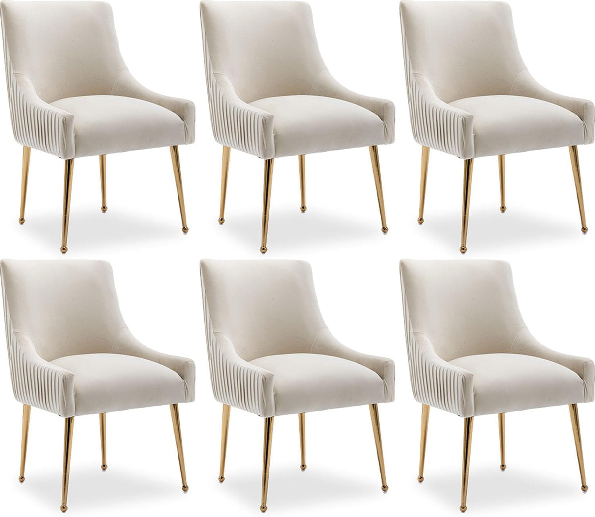 Dining Chairs, Accent Chairs Set of 6, Modern Upholstered Kitchen Dining Room Chairs with Gold Legs, Fabric Tufted Velvet Living Room Chairs for Reception Room Bedroom Guest Room (Beige)