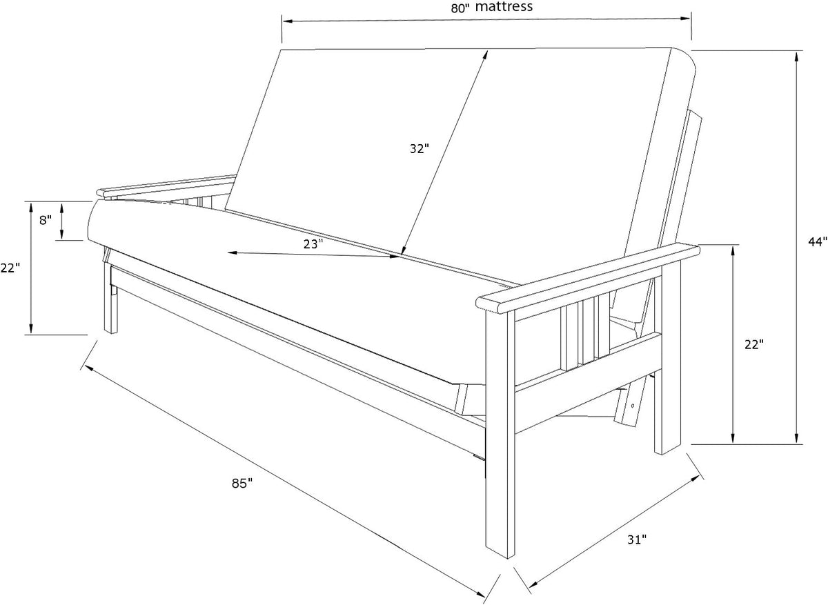 Kodiak Furniture Monterey Queen-size Futon, Storage Drawers, Butternut Finish with Suede Gray Mattress