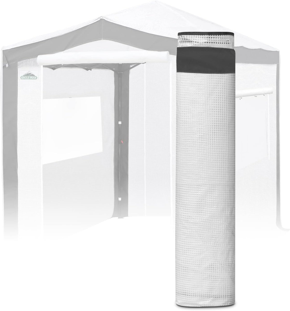 EAGLE PEAK Replacement Cover for 8x6 Pop up Greenhouse with Polyester Reinforced Corners, Front and Rear Roll-Up Zipper Entry Doors and 2 Roll-Up Side Windows (Frame Not Included), Gray/White