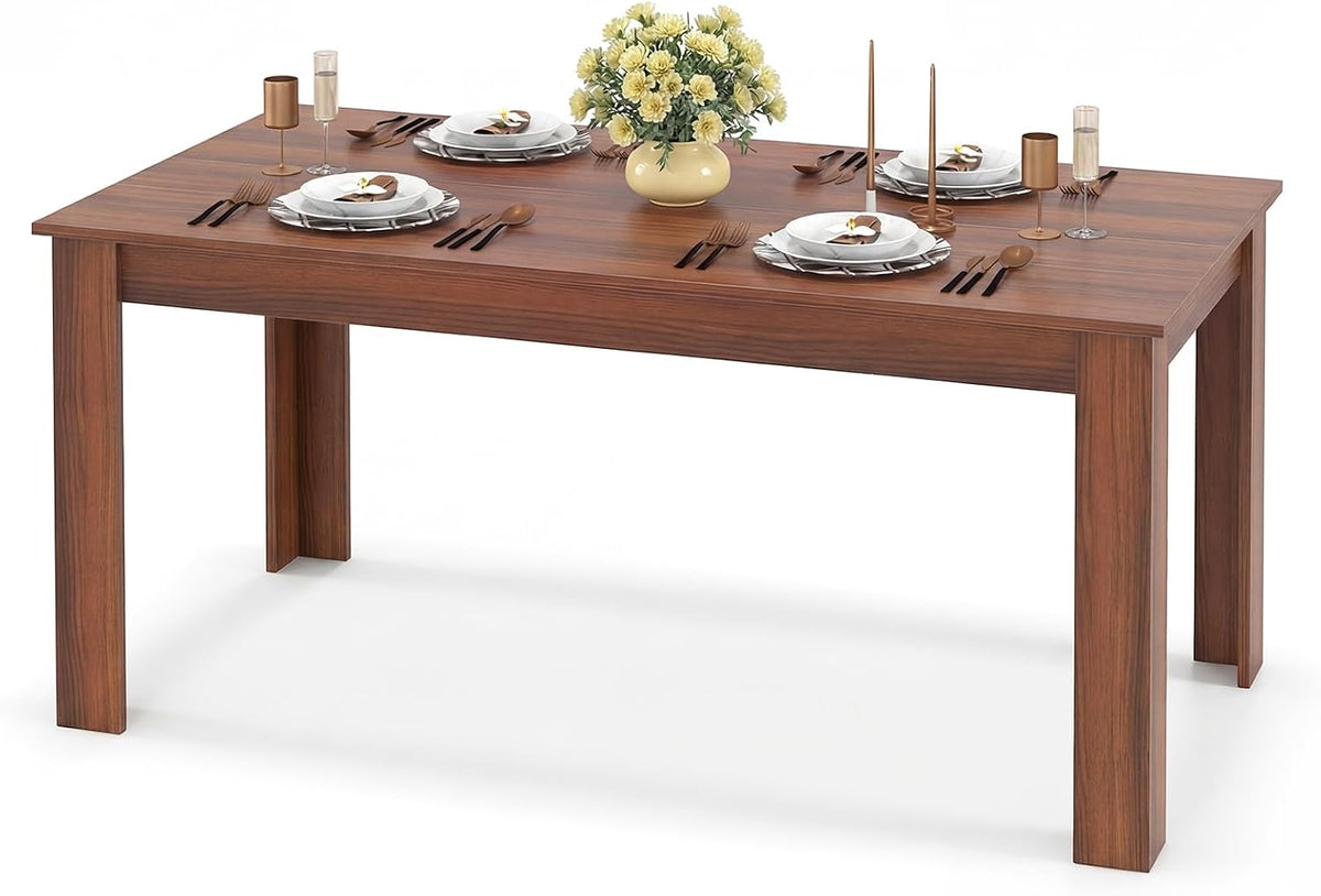 GOFLAME Dining Table for 4-6 People, 63” Modern Kitchen Table with L-Shaped Legs, 330 lbs Weight Capacity, Large Wooden Rectangular Dinner Table for Dining Room, Living Room (Walnut)