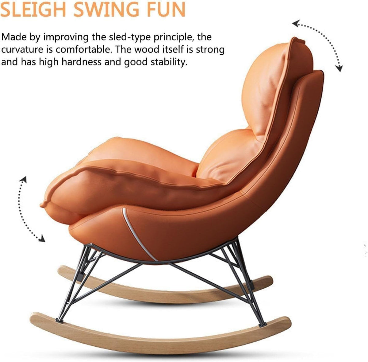 Home Living Room Bedroom Rocking Chair Chair with High Backrest,Rocking Chair Adult Lazy Sofa Can Recline,Comfortable Living Room Rocking Chair with Footstool,H,One Size