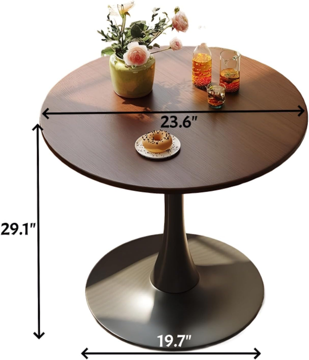 Modern Mid-Century Round Pedestal Dining Kitchen Coffee 24" Table(Walnut)