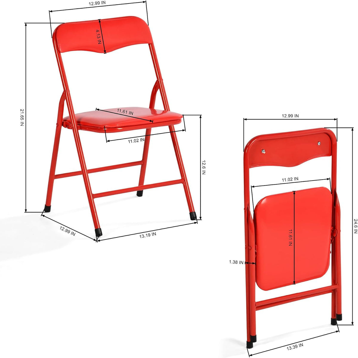 FurnitureR 5-Piece Folding Table and Chair Set, Compact Square Activity Table with 4 Folding Chairs, Sturdy Metal Frame, Flat-Fold Design for Game Room, Crafts, Family Activities