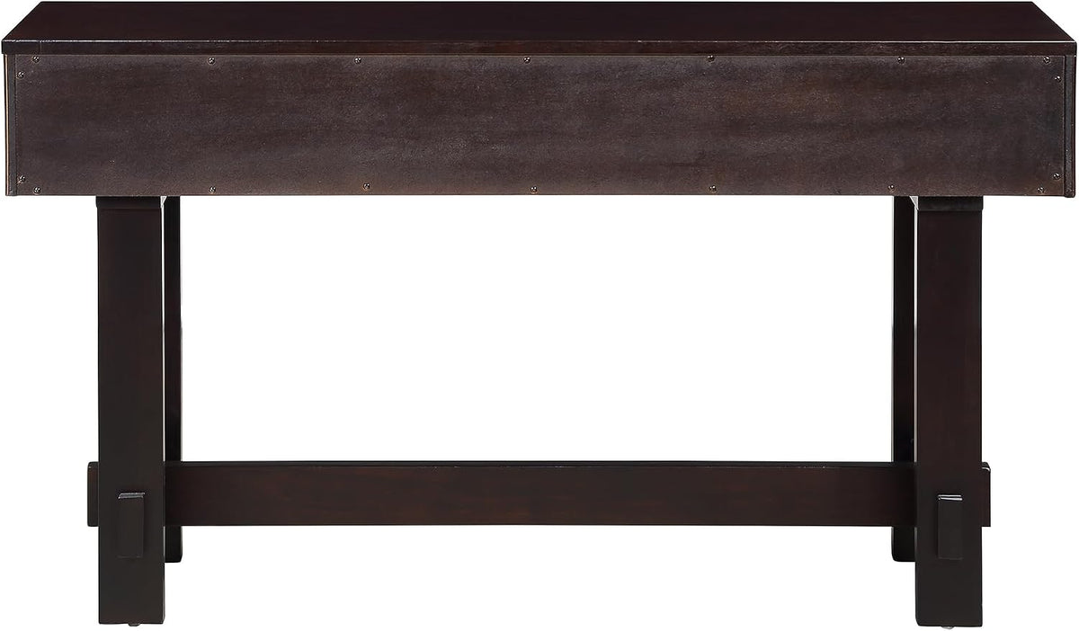 Knocbel Fluted Console Table with 3 Storage Drawers, Farmhouse Mid Century Sofa Table with Solid Wood Legs for Entryway Living Room, 52" W x 15" D x 30" H, Espresso