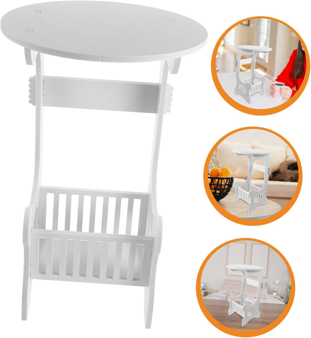 MERRYHAPY Modern Small Round Accent Table with Storage for Sofa Side Bedside Use Minimalist Design Coffee Table for Living Bedroom and Balcony Compact and Practical