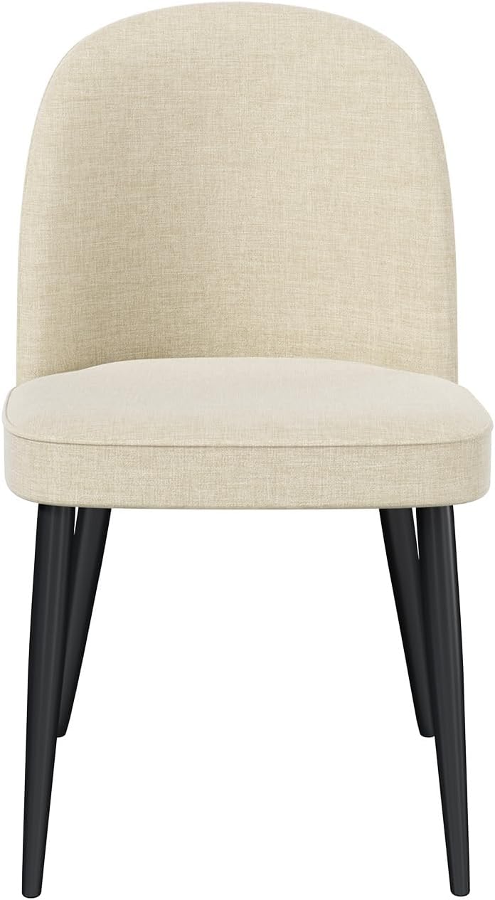Upholstered Dining Chairs Set of 6, Comfortable Chenille Fabric Kitchen Chairs with High Back & Metal Legs, Modern Dinner Chair for Dining Room Restaurant Hotel Cafe, Beige