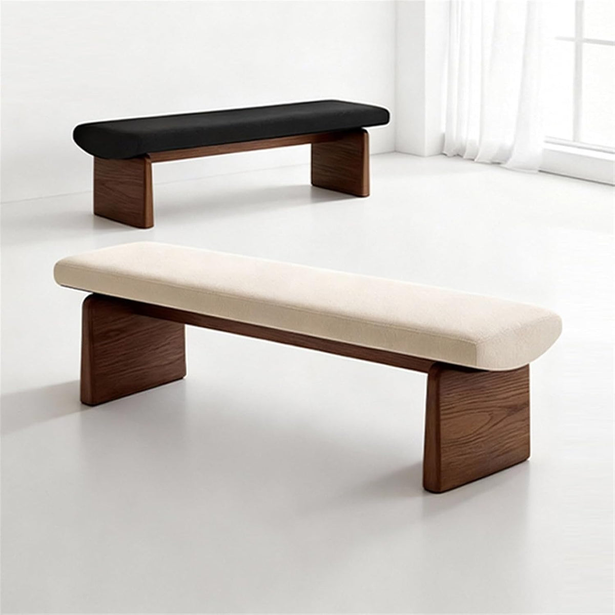 Modern Wooden Sofa Bedroom Bed end Bench Hotel Leisure Entryway(Small)