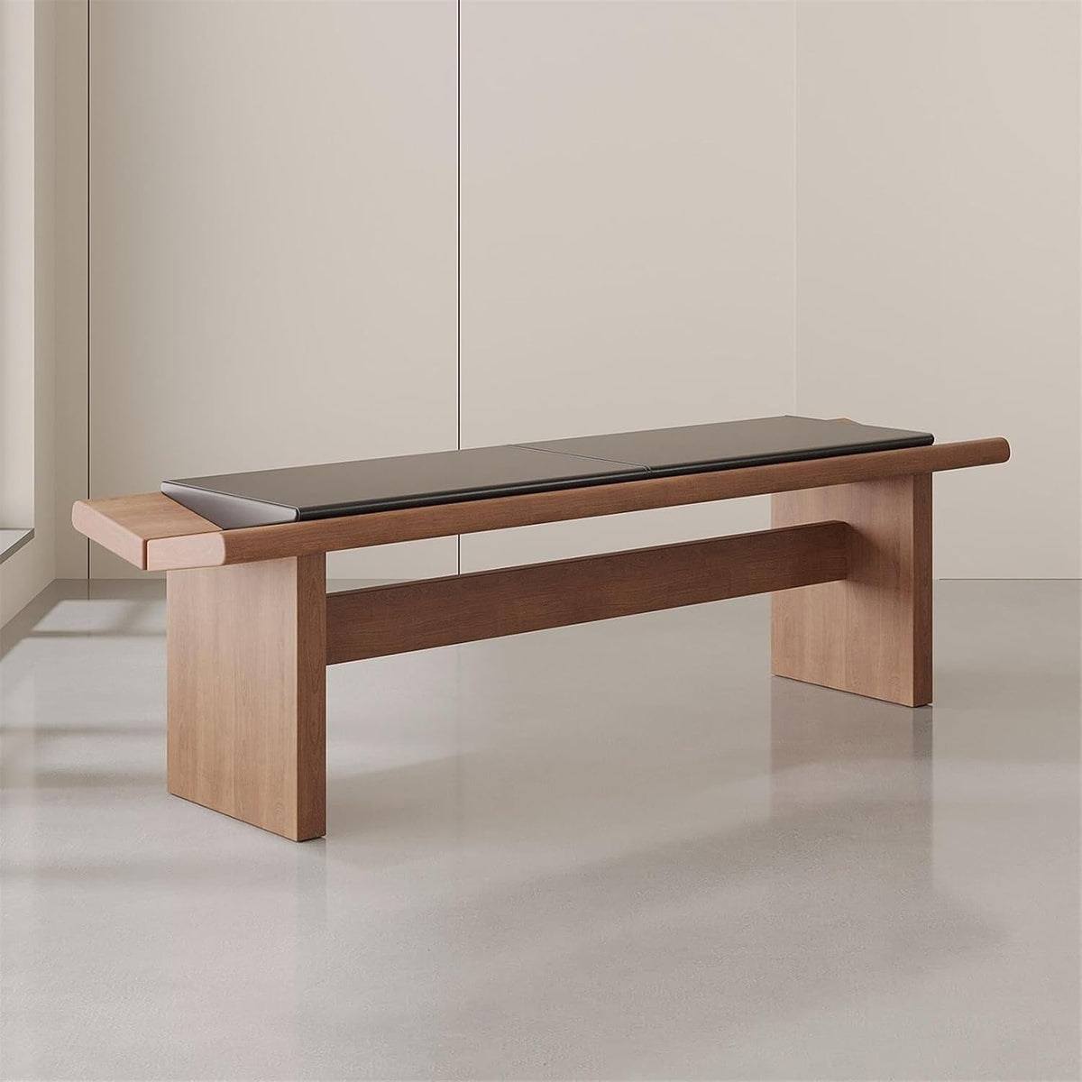 Modern Wooden Long Shoe-Changing Bench for Bedroom Dressing Room Leather Bed end Upholstered Entryway(Small)