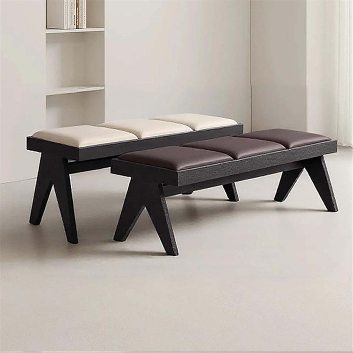 Modern Retro Wooden Upholstered Dining Table Cloakroom Shoe-Changing Stool Bedroom Bed-end Entryway(XL)