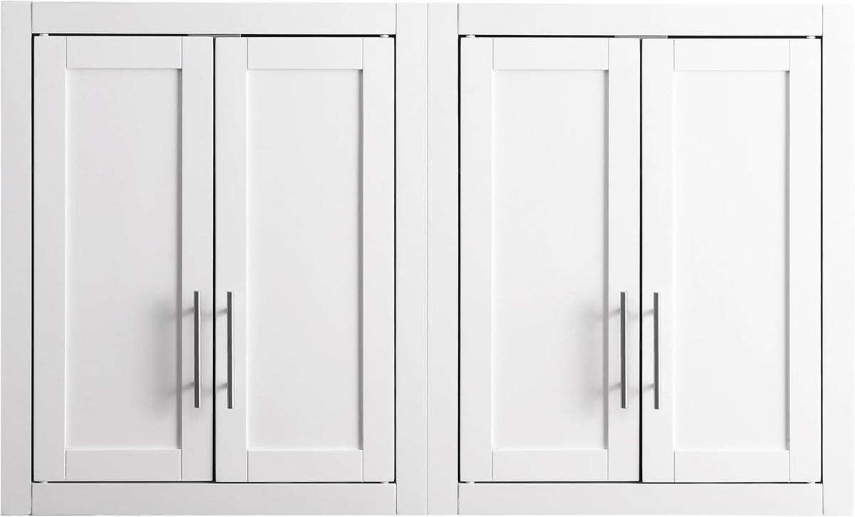 Crosley Furniture Savannah 2-Piece Wall Storage Cabinet, Cabinets for Laundry, Bathroom, Kitchen, White