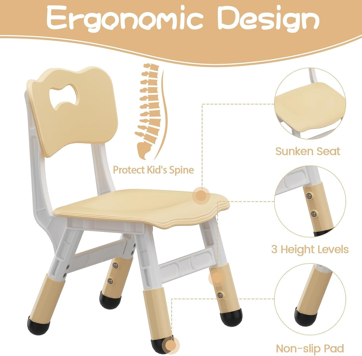 Kids Table and Chairs Set Height Adjustable Table and 2 Chairs for Toddlers | 60*60 cm Graffiti Table | Non-slip Caps | Ergonomic Chair | Rounded Corners | Suitable for Daycare, Classrooms, Home