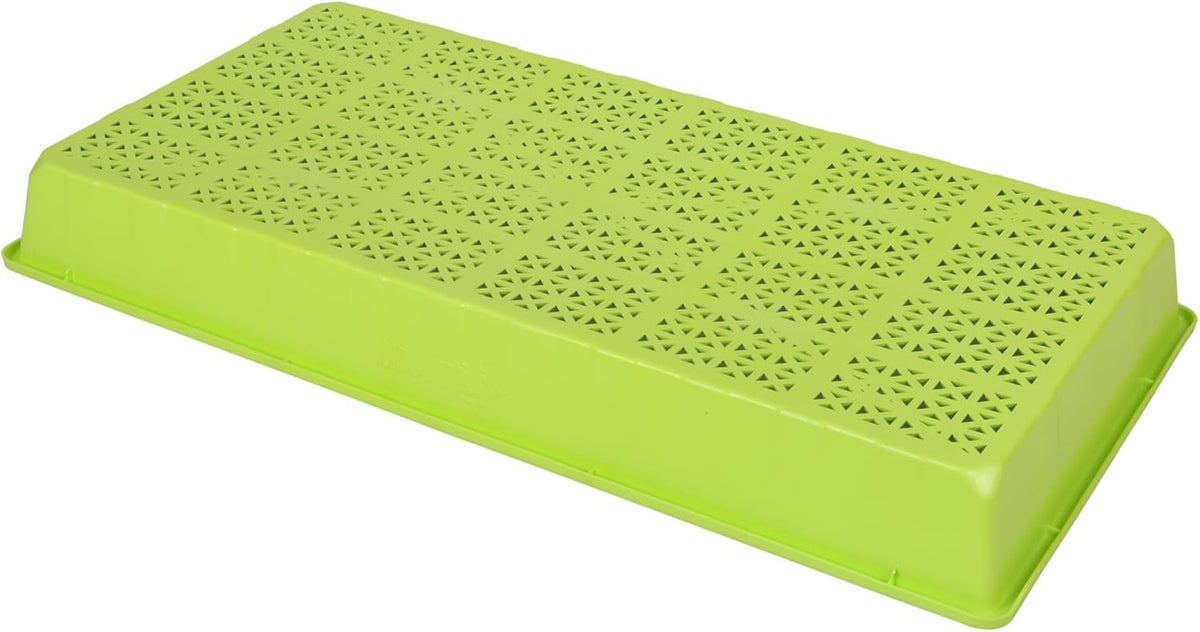 SUNPACK 10" x 20" Heavy Duty Mesh Plastic Seed Starting Tray, Lime Green, 2.3" (Pack of 10) - Ensures Water Drainage and Aeration, Perfect for Greenhouses or Indoor Gardening