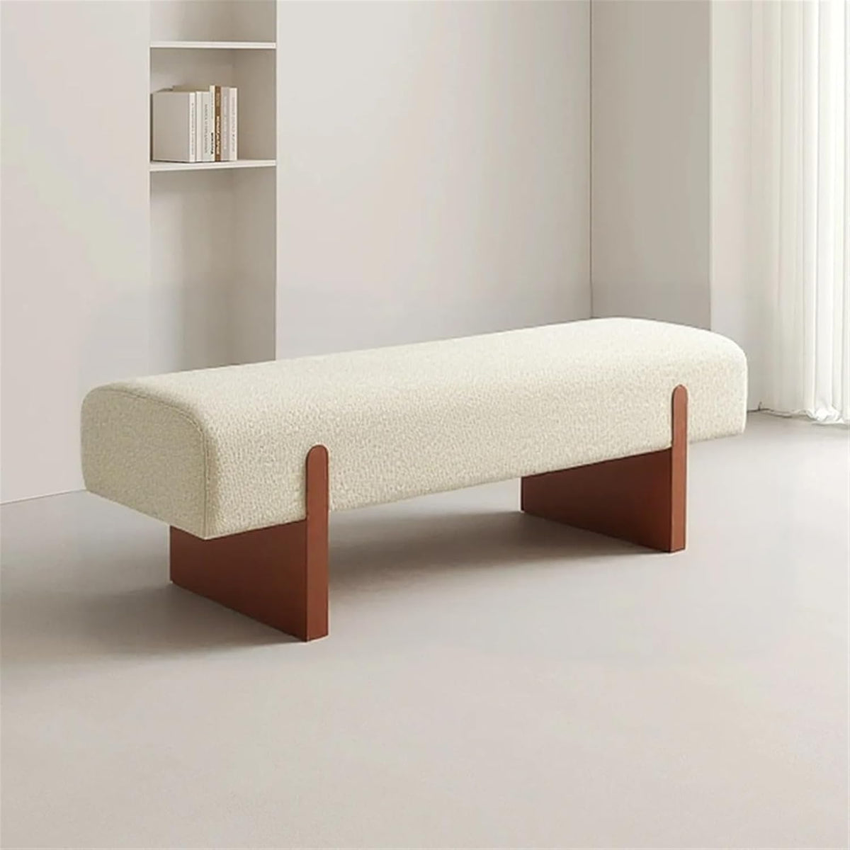 Modern Wooden Bed end Bench Dining Table Upholstered Shoe Changing Dressing Room Rest Area Entryway(Medium)